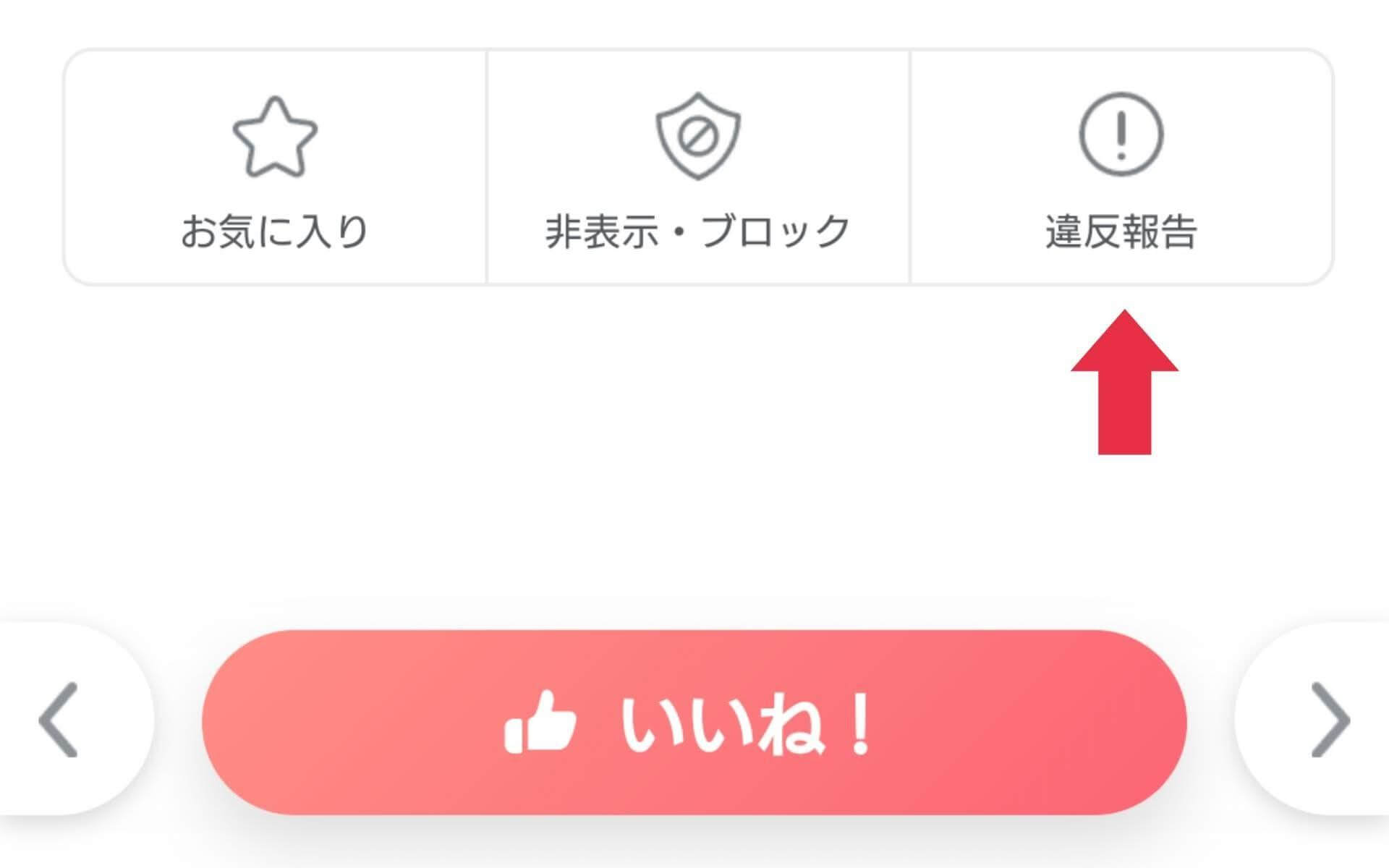 お相手のプロフィールの最下部にある「違反報告」をタップ